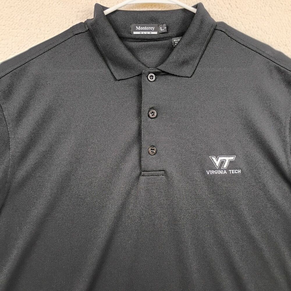 Virginia Tech Monterey Club Polo Shirt Mens Size Large Black Embroidered